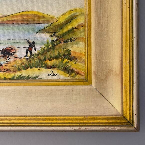 Children With Ball Oil Painting Original Artist Qai 1974-1976 M. Field's Chicago - Picture 7 of 15